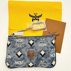 MCM AREN MONOGRAM DENIM VISETOS WALLET COIN PURSE